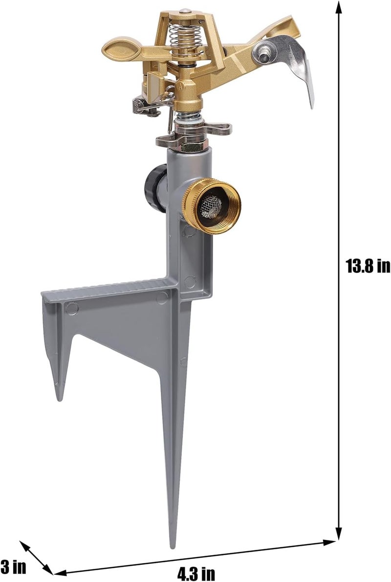 Biswing 2 Pack Impact Sprinkler Head on Metal Step Spike, Heavy Duty Zinc Alloy Lawn Sprinkler, Adjustable Coverage Nozzle on Sturdy Spike Base, 360 Degree Large Area Irrigation - Image 3